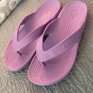 Womens purple croc flip flops